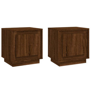 vidaXL Nachtkastjes 2 st 44x35x45 cm bewerkt hout bruin eikenkleur