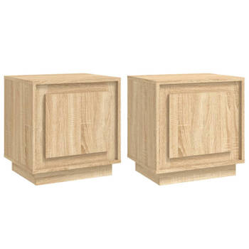 vidaXL Nachtkastjes 2 st 44x35x45 cm bewerkt hout sonoma eikenkleurig