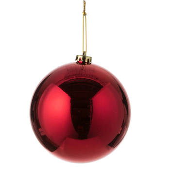 1x Grote kunststof kerstballen rood 15 cm - Kerstbal
