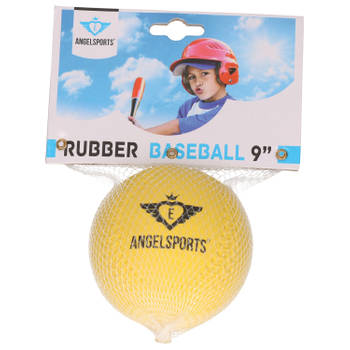 Rubberen speelgoed honkbal geel 9 cm - Honkbalsets