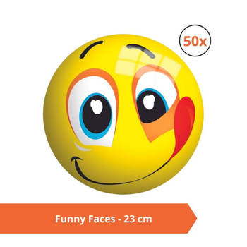 Bal - Voordeelverpakking - Funny Faces - 23 cm - 50 stuks