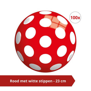 Bal - Voordeelverpakking - Rood met witte stippen - 23 cm - 100 stuks