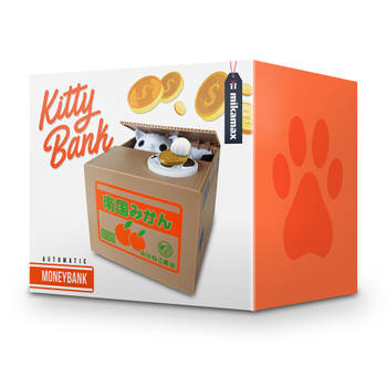Kitty Bank - Spaarplezier met Geluid - 11,5x12x10 cm - Geld Spaarpot - Educatieve Spaarbox voor Kinderen - Groen/Zwart