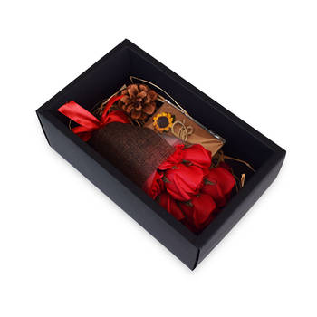 Oplosbare Boeket Rozen - Red Rose Black Box - Groen/Zwart