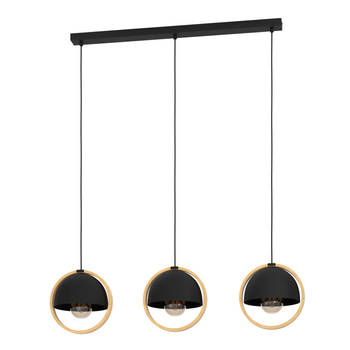 EGLO Callow Hanglamp - E27 - 93 cm - Zwart/Bruin - Hout/Staal