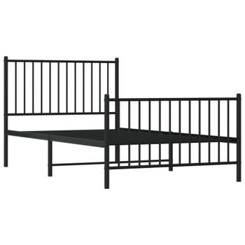 vidaXL Bedframe met hoofd- en voeteneinde metaal zwart 100x190 cm