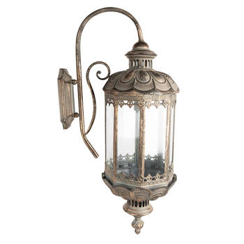 Clayre & Eef Wandlamp 29x23x65 cm Koperkleurig Ijzer Glas Muurlamp Koperkleurig Muurlamp