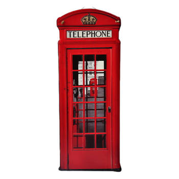 Clayre & Eef Wanddecoratie 30x75 cm Rood Wit Ijzer Telephone Muurdecoratie Rood Muurdecoratie