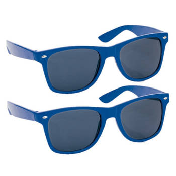Hippe party zonnebrillen blauw volwassenen 2 stuks - Verkleedbrillen