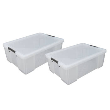 2x stuks Allstore opbergboxen - 51 liter - Transparant - 66 x 44 x 23 cm - Opbergbox