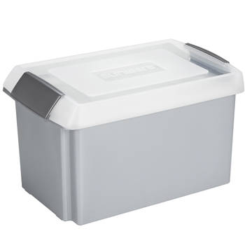 Sunware opslagbox kunststof 51 liter grijs 59 x 39 x 29 cm met hoge deksel - Opbergbox
