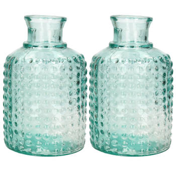 Atmosphera bloemenvaas - 2x - Apotheker Fles model - transparant - 3D glas - H20 x D12 cm - Vazen