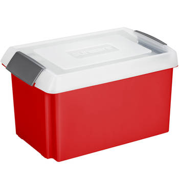Sunware opslagbox kunststof 51 liter rood 59 x 39 x 29 cm met hoge deksel - Opbergbox
