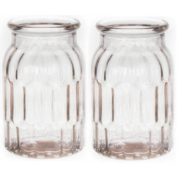Bellatio Design Bloemenvaas - 2x - helder transparant glas - D12 x H18 cm - Vazen