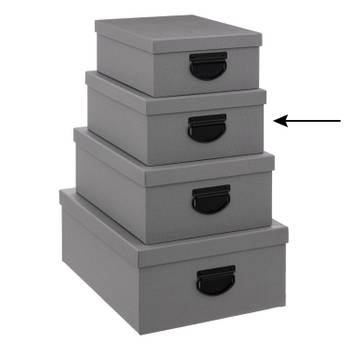 5Five Opbergdoos/box - donkergrijs - L30 x B24 x H12 cm - Stevig karton - Industrialbox - Opbergbox