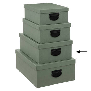 5Five Opbergdoos/box - 2x - groen - L35 x B26 x H14 cm - Stevig karton - Industrialbox - Opbergbox