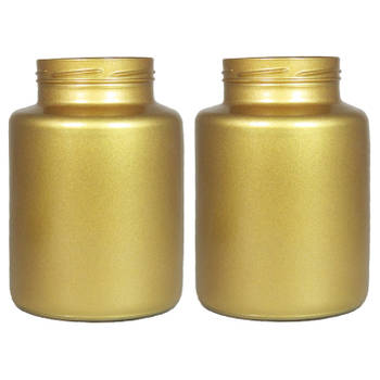 Set van 2x bloemenvazen - mat goud glas - H20 x D14.5 cm - Vazen
