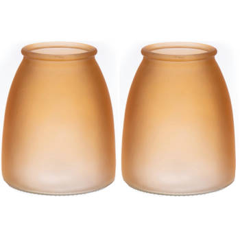 Bellatio Design Bloemenvaas - 2x - mat bruin glas - D13 x H15 cm - Vazen