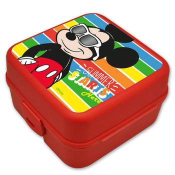 Disney Mickey Mouse&nbsp;broodtrommel/lunchbox voor kinderen - rood - kunststof - 14 x 8 cm - Lunchboxen