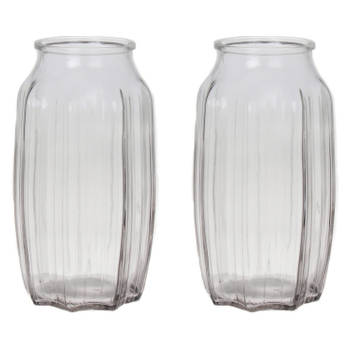 Bellatio Design Bloemenvaas - 2x - transparant glas - D12 x H22 cm - Vazen