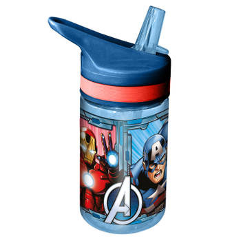 Marvel Avengers&nbsp;drinkfles/drinkbeker/bidon met drinktuitje - blauw - kunststof - 400 ml - Schoolbekers