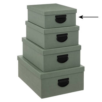 5Five Opbergdoos/box - groen - L28 x B22 x H11 cm - Stevig karton - Industrialbox - Opbergbox