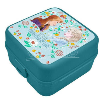 Disney Frozen broodtrommel/lunchbox voor kinderen - blauw - kunststof - 14 x 8 cm - Lunchboxen