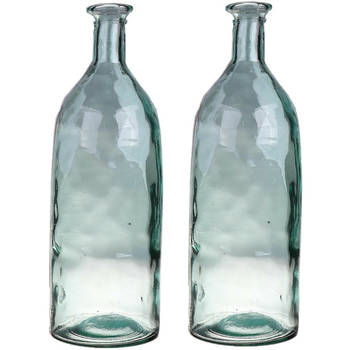 Bellatio Design Bloemenvaas - 2x - helder transparant gerecycled glas - D12 x H35 cm - Vazen