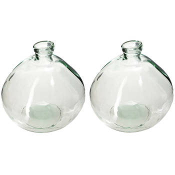 Atmosphera bloemenvaas - 2x - Organische bol fles vorm - helder transparant - glas - H22 x D21 cm - Vazen