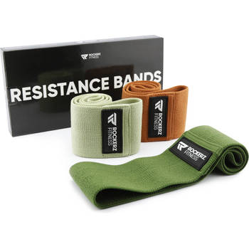 Weerstandsband - Resistance band - Fitness elastiek - 3 Stuks - Army