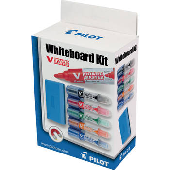 Pilot whiteboardmarker V-Board Master M, medium 2,3 mm, etui met 5 stuks in geassorteerde kleuren