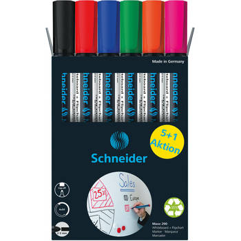 Schneider Maxx 290 whiteboardmarker, 5 + 1 gratis, assorti 30 stuks