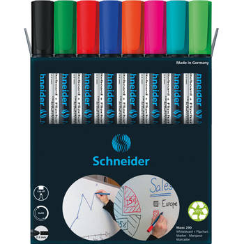Schneider Maxx 290 whiteboardmarker, 6 + 2 gratis, assorti 15 stuks