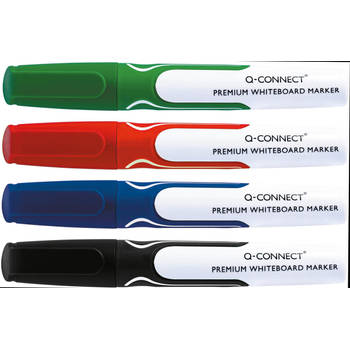Q-CONNECT Premium whiteboard marker, ronde punt, set van 4 stuks in geassorteerde kleuren 6 stuks