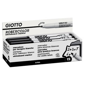 Giotto Robercolor whiteboardmarker, medium, ronde punt, zwart 12 stuks