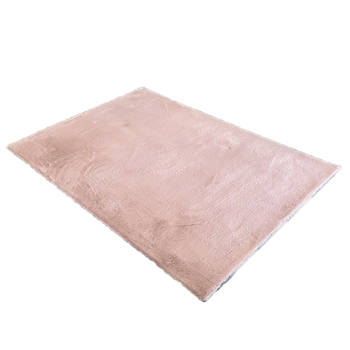 Vloerkleed rechthoek 120x160cm roze hoogpolig tapijt Liv fluffy vloerkleed