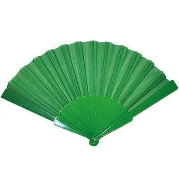 Handwaaier/Spaanse waaier groen polyester - Verkleedattributen