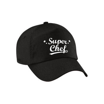 Super chef pet /cap zwart voor volwassenen - chef / baas cadeau - Verkleedhoofddeksels