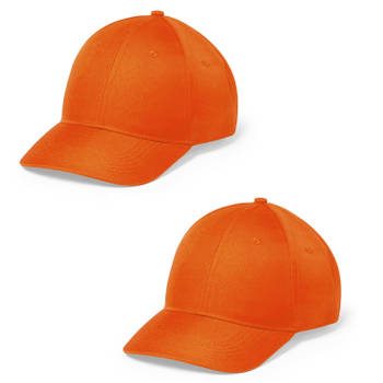 2x stuks oranje 6-panel baseballcap voor volwassenen - Verkleedhoofddeksels