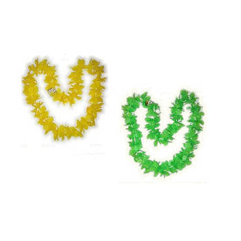 1 groene en 1 gele hawaiikrans - Verkleedattributen