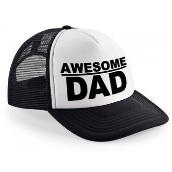 Awesome dad snapback cap/ truckers pet zwart voor heren - Vaderdag/ verjaardag petten - Verkleedhoofddeksels