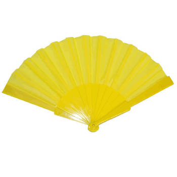 Handwaaier/Spaanse waaier geel polyester - Verkleedattributen