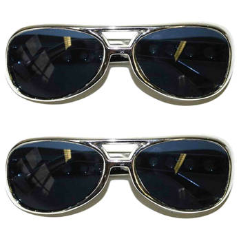 2x Stuks Party/verkleed brillen - metallic zilver - Verkleedbrillen