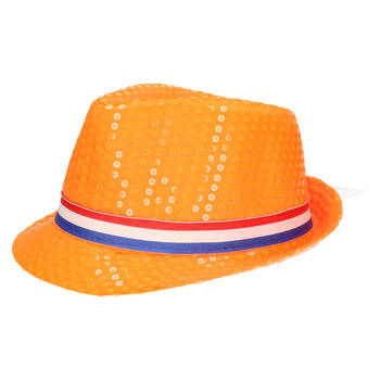 Oranje gleufhoed/hoedje voor volwassenen met Nederlandse vlag - Verkleedhoofddeksels