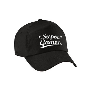 Super gamer pet /cap zwart voor volwassenen - gamer cadeau - Verkleedhoofddeksels