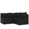 The Living Store Loungeset Zwart - Hoekbank 63x63x57.5cm - Middenbank 63x63x57.5cm