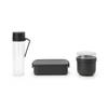 Brabantia Make & Take ontbijt- en lunchset 3-delig, kunststof (waterfles met zeef, ontbijtkom, lunchbox) - Dark Grey