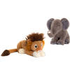 Keel Toys - Pluche knuffel dieren vriendjes set leeuw en olifant 25 cm - Knuffeldier