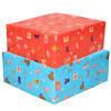 Setje van 6x rollen Sinterklaas inpakpapier/cadeaupapier 2,5 x 0,7 meter 2 soorten prints - Cadeaupapier