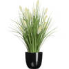 Kunstplant pampas gras - in pot zwart - keramiek - H70 cm - Kunstbloemen